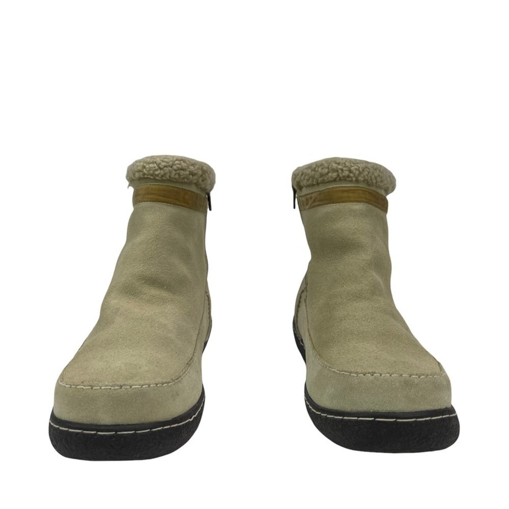 Land's End Womens Size 10 Cream Suede & Fleece Lined Winter Ankle Botties Boots - Picture 4 of 14